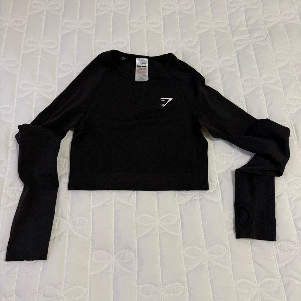 Gymshark Black Fitted Long Sleeve Crop Top